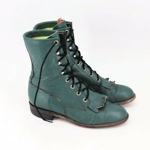 Justin VTG Hunter Green Children's Lace Up Boots